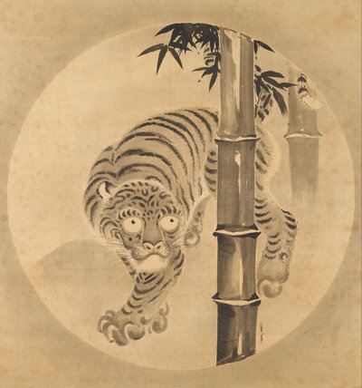 Tiger Emerging from Bamboo by Kano Tsunenobu